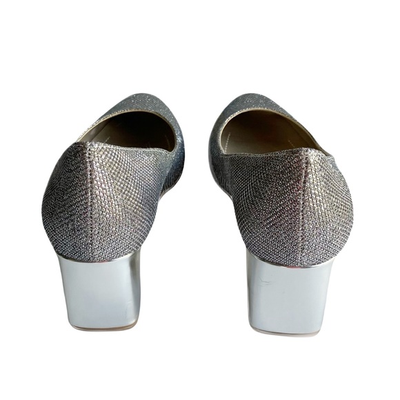 Bandolino Gold Block Heel Pumps Size 7.5 Glitter Chunky Low Heels Holiday Formal - Picture 4 of 14